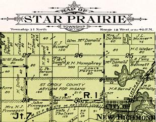 Star Prairie Township plat map 1914