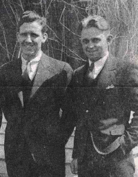 Two faculty, Melvin Wall and Thorvald Thoreson, when they were students at River Falls in 1934