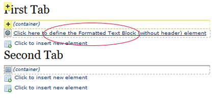 Tab Define Text Block