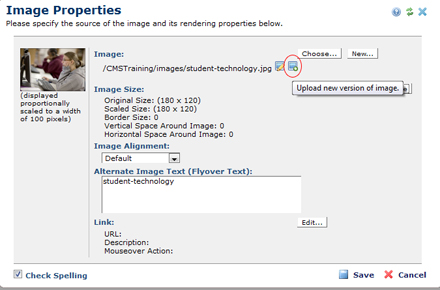 Upload New Version of an Image screen shot
