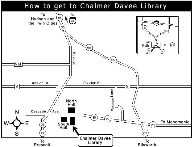 Map to Chalmer Davee Library