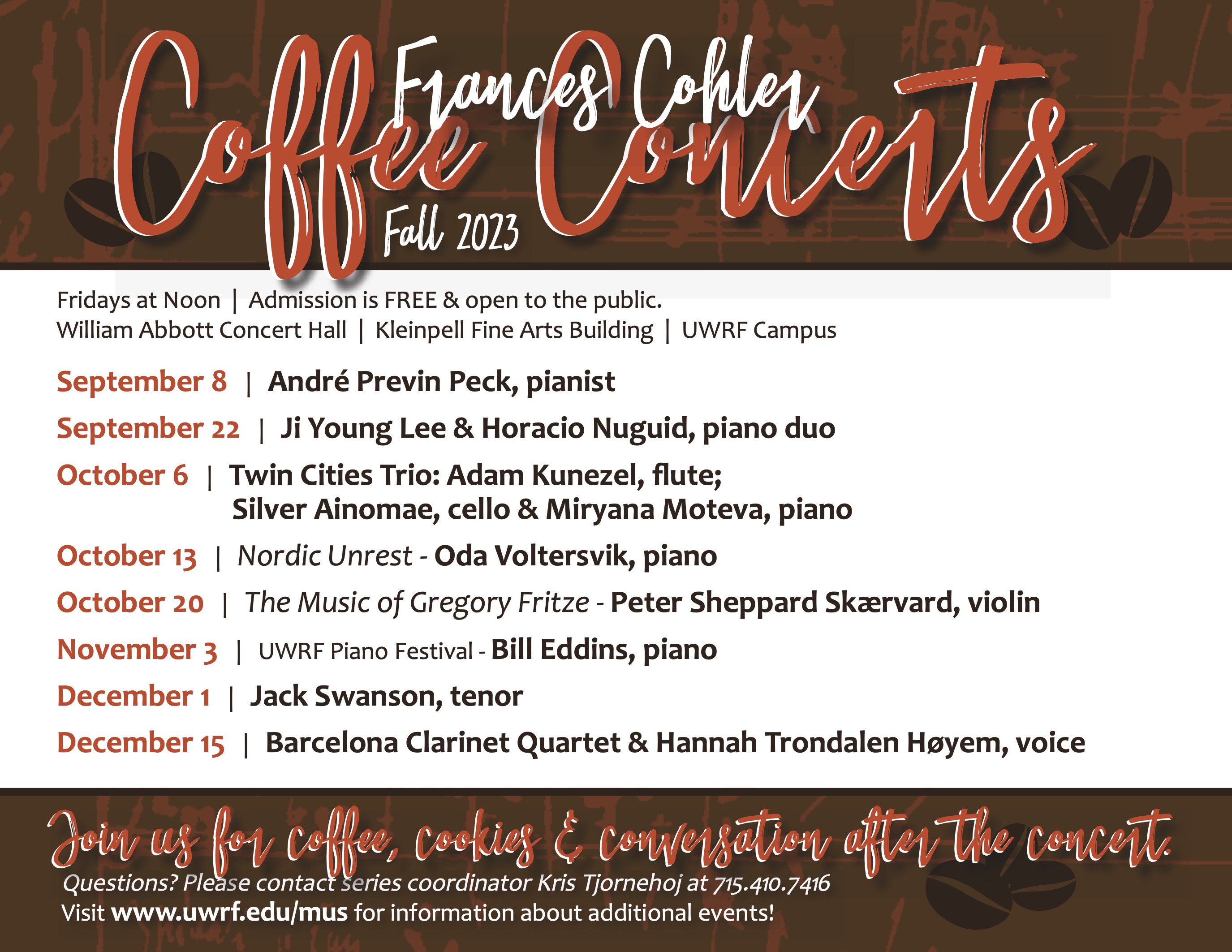 Frances Cohler Coffee Concert Series - F23