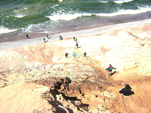 Descend from a steep bluff at Pictured Rocks National Lakeshore
