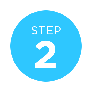 Icon with step number two inside a blue circle 